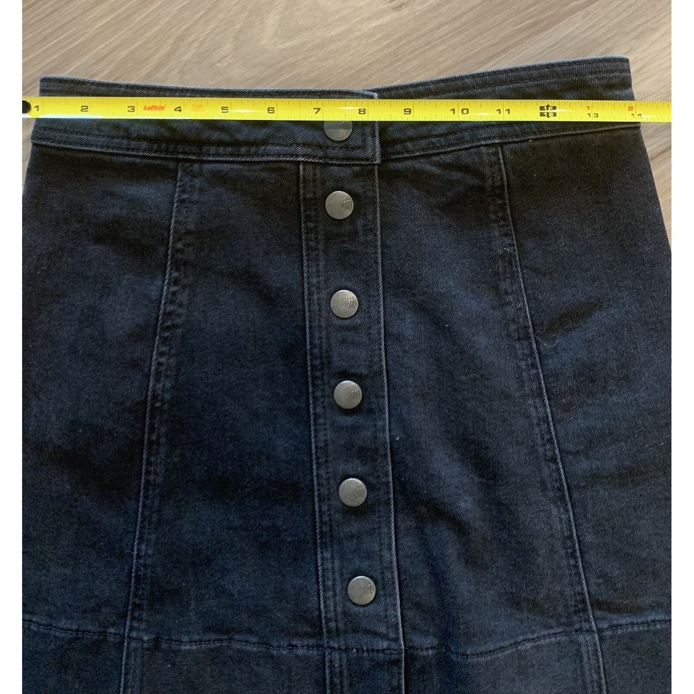Madewell Button Front Skirt Women 2 Black Denim A-Line Mini H2310 Casual Classic - Picture 4 of 10